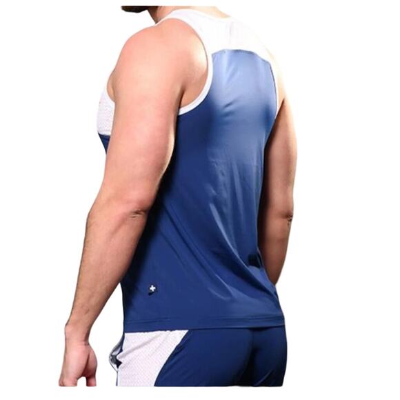 Andrew Christian Stretch Gym Tank Navy Large - Picture 3 of 10